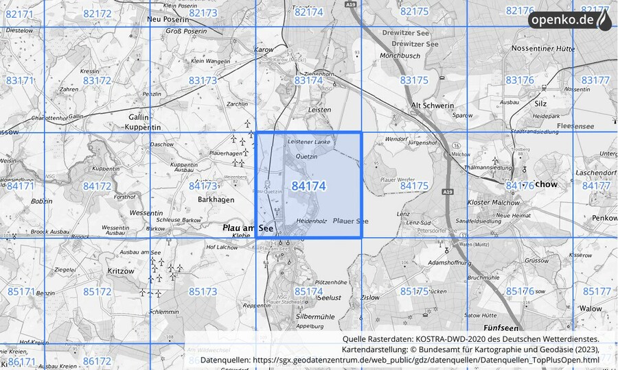 KOSTRA-DWD-2020 Rasterfeld Nr. 84174