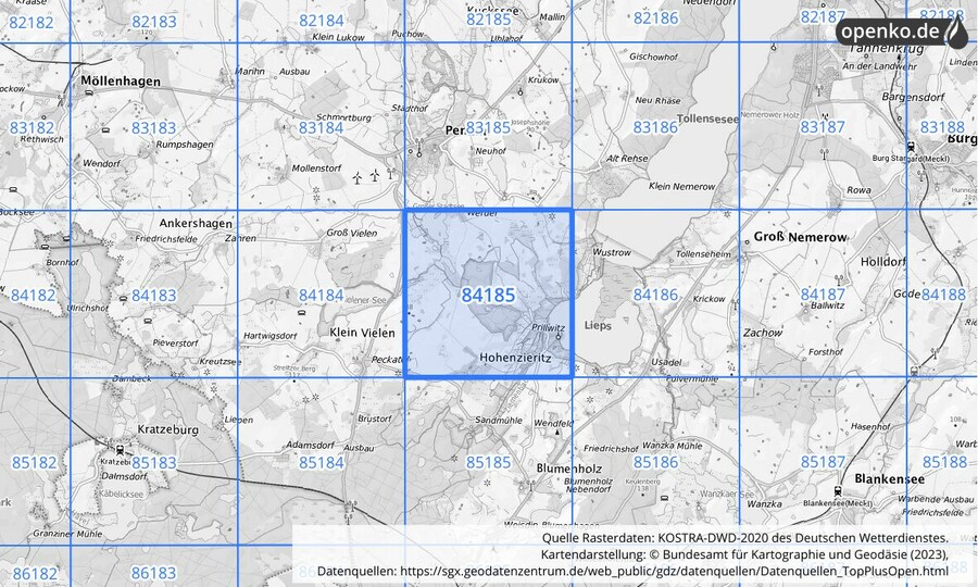 KOSTRA-DWD-2020 Rasterfeld Nr. 84185