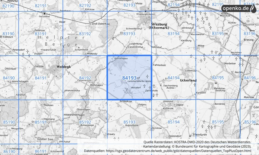 KOSTRA-DWD-2020 Rasterfeld Nr. 84193