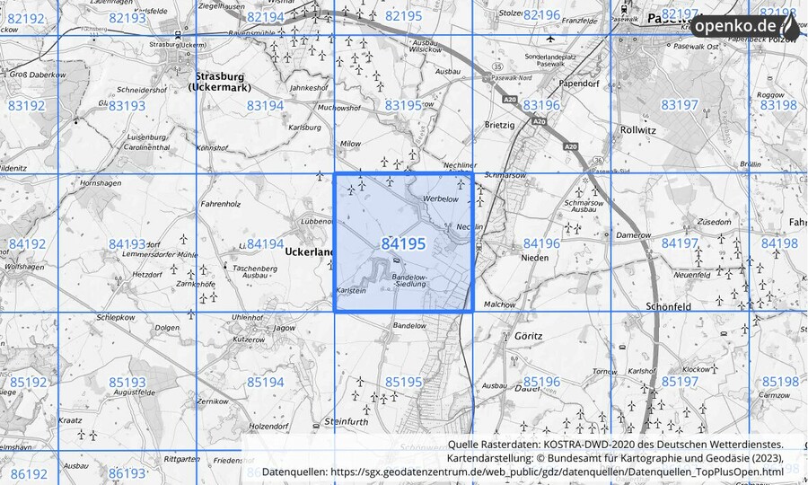 KOSTRA-DWD-2020 Rasterfeld Nr. 84195