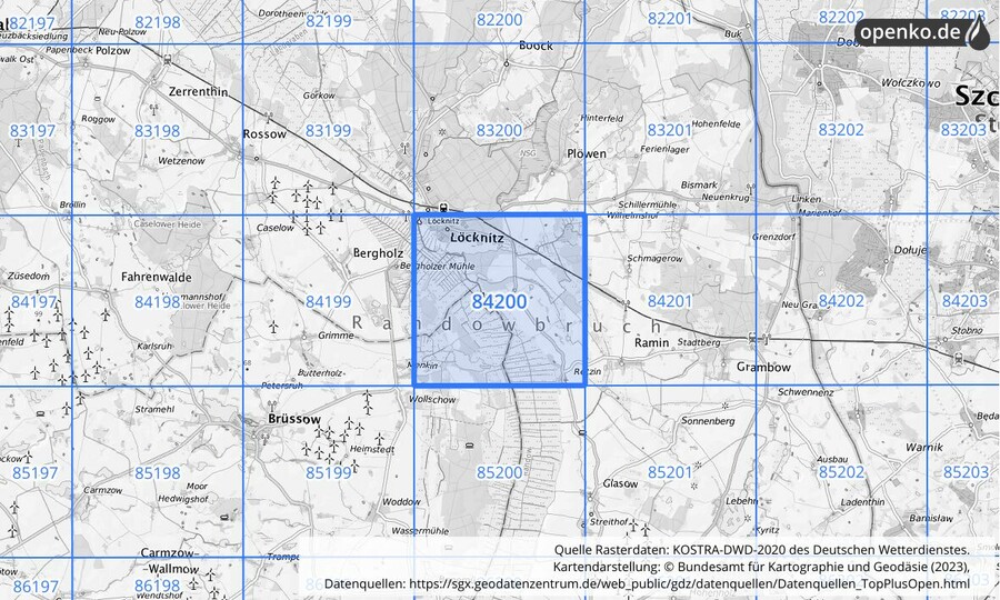 KOSTRA-DWD-2020 Rasterfeld Nr. 84200