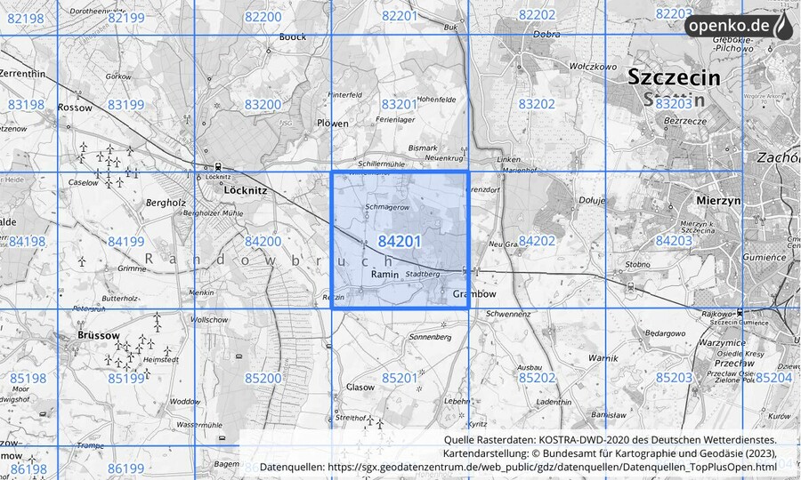 KOSTRA-DWD-2020 Rasterfeld Nr. 84201