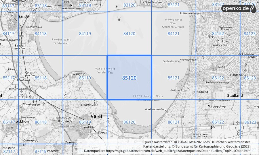 KOSTRA-DWD-2020 Rasterfeld Nr. 85120