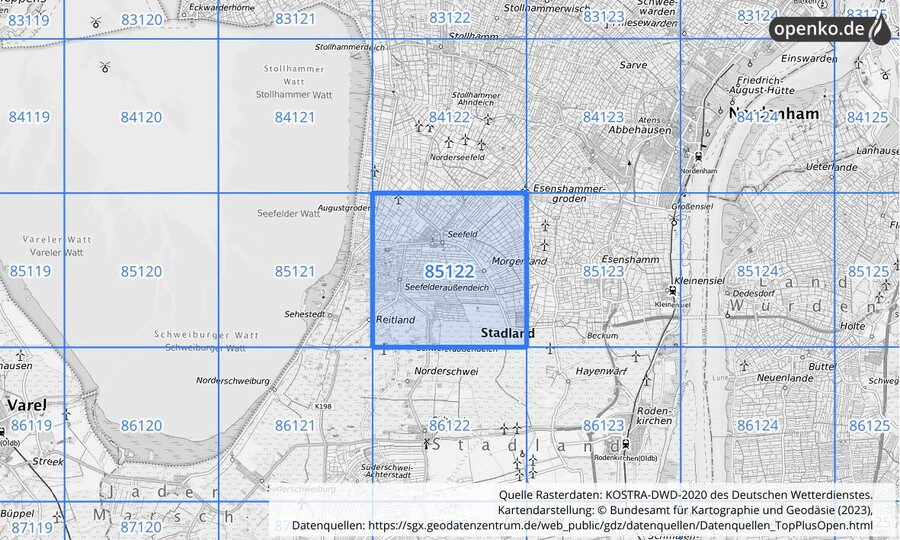 KOSTRA-DWD-2020 Rasterfeld Nr. 85122