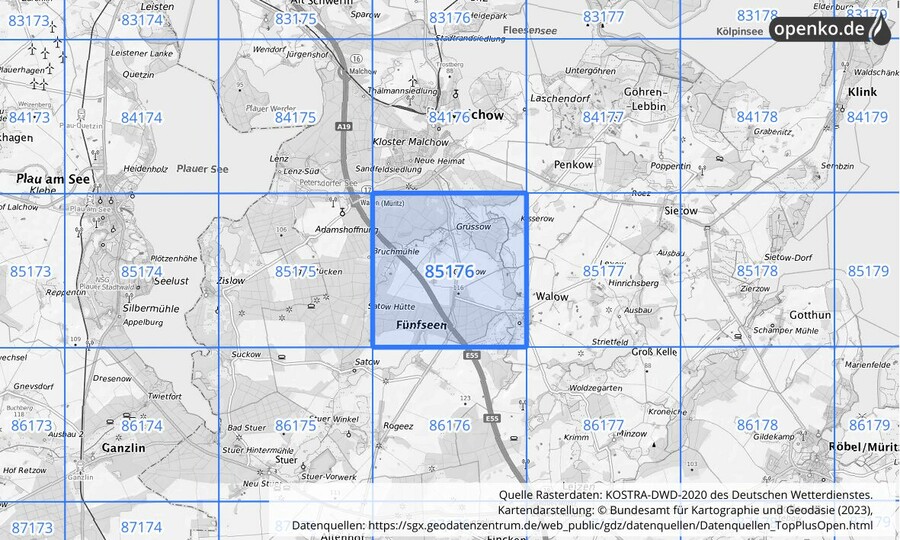 KOSTRA-DWD-2020 Rasterfeld Nr. 85176