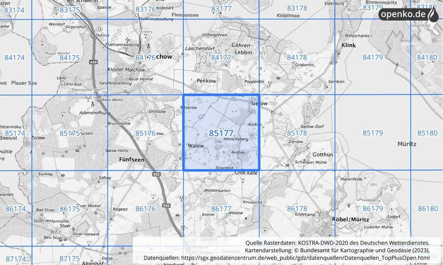 KOSTRA-DWD-2020 Rasterfeld Nr. 85177