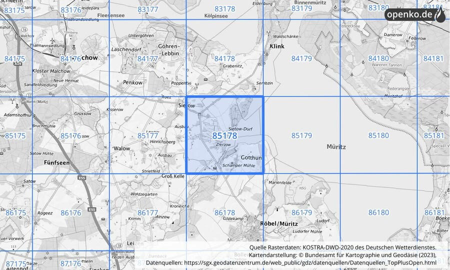 KOSTRA-DWD-2020 Rasterfeld Nr. 85178