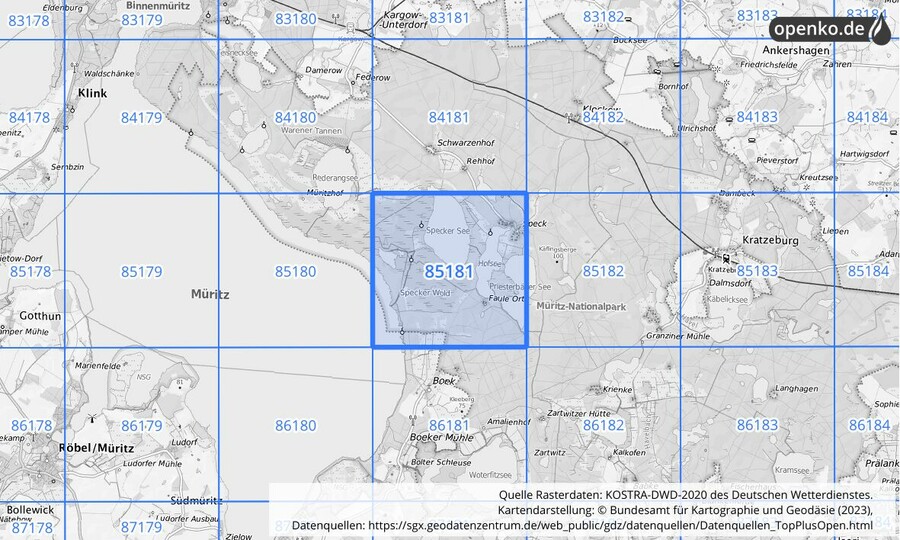 KOSTRA-DWD-2020 Rasterfeld Nr. 85181