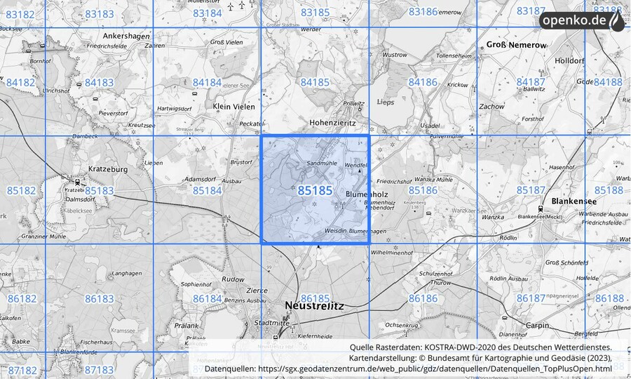 KOSTRA-DWD-2020 Rasterfeld Nr. 85185