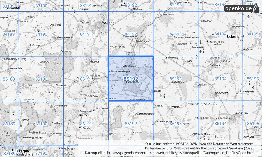 KOSTRA-DWD-2020 Rasterfeld Nr. 85192