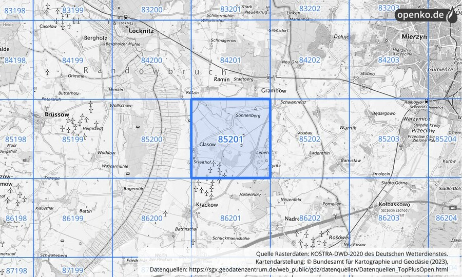 KOSTRA-DWD-2020 Rasterfeld Nr. 85201