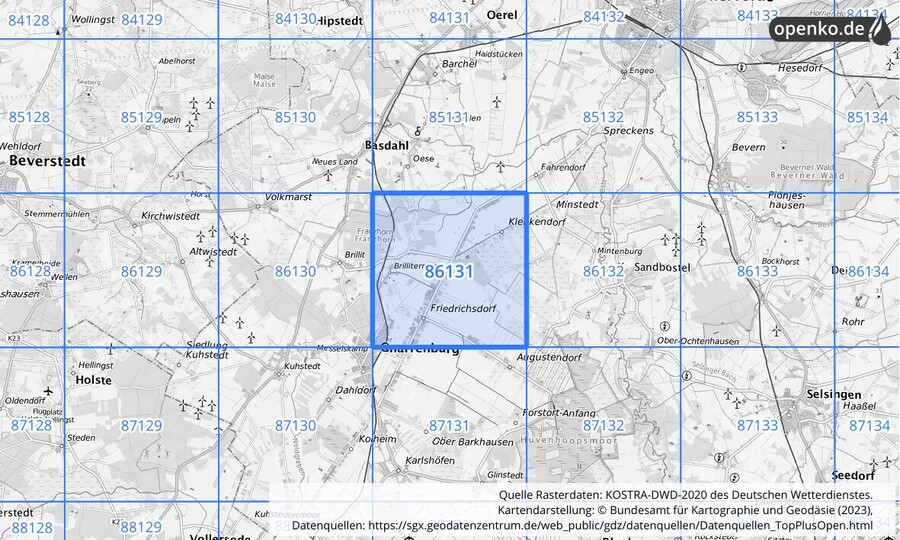 KOSTRA-DWD-2020 Rasterfeld Nr. 86131