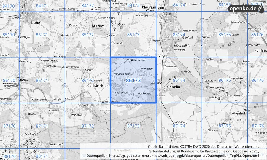 KOSTRA-DWD-2020 Rasterfeld Nr. 86173