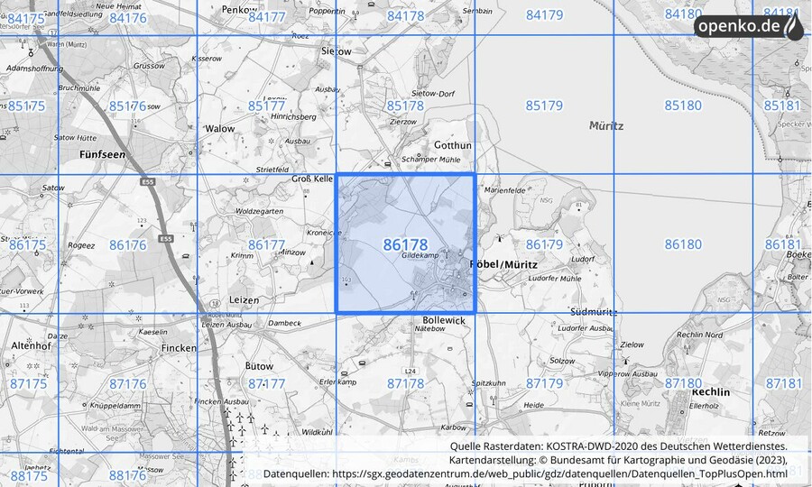 KOSTRA-DWD-2020 Rasterfeld Nr. 86178