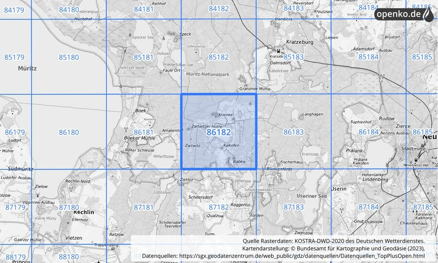 KOSTRA-DWD-2020 Rasterfeld Nr. 86182