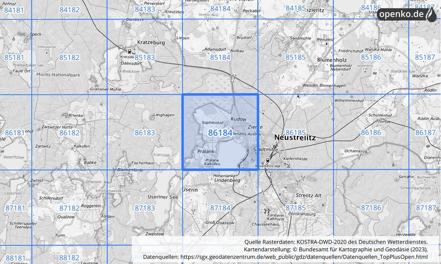 KOSTRA-DWD-2020 Rasterfeld Nr. 86184