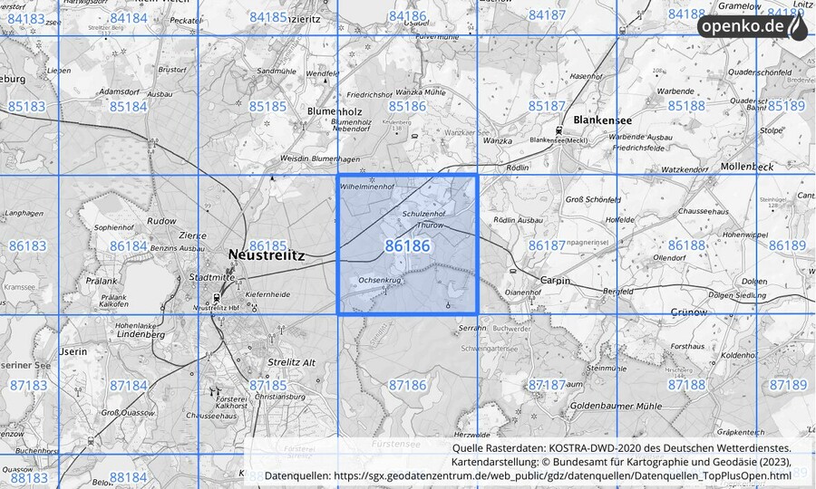 KOSTRA-DWD-2020 Rasterfeld Nr. 86186