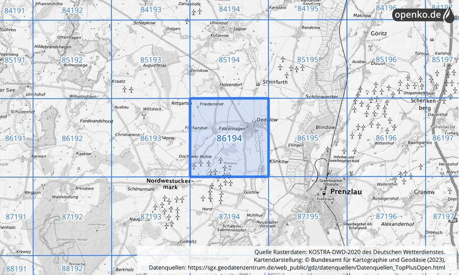 KOSTRA-DWD-2020 Rasterfeld Nr. 86194