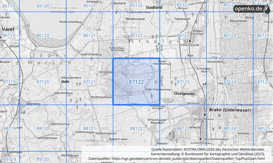 KOSTRA-DWD-2020 Rasterfeld Nr. 87122