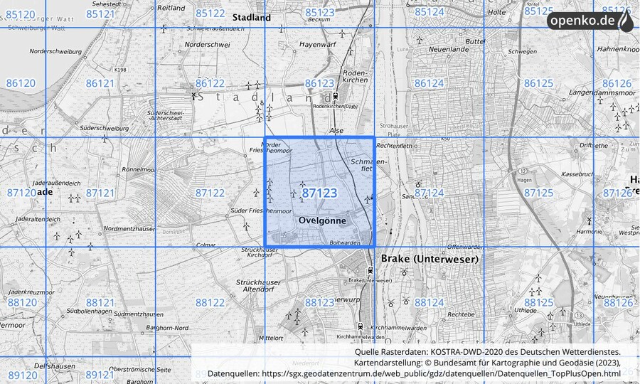 KOSTRA-DWD-2020 Rasterfeld Nr. 87123