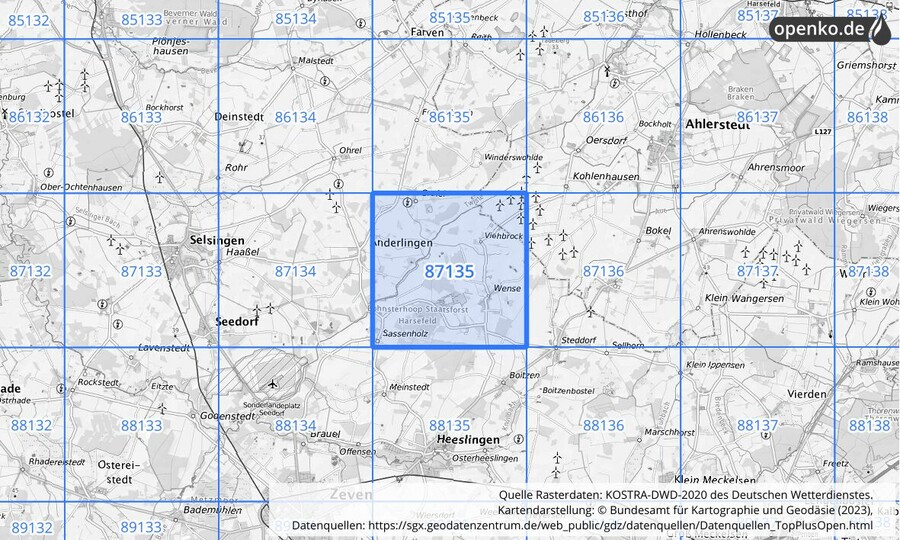 KOSTRA-DWD-2020 Rasterfeld Nr. 87135