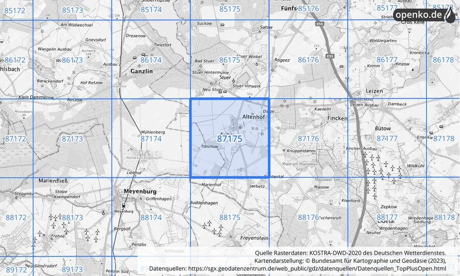 KOSTRA-DWD-2020 Rasterfeld Nr. 87175