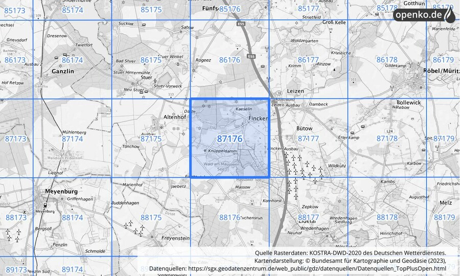 KOSTRA-DWD-2020 Rasterfeld Nr. 87176