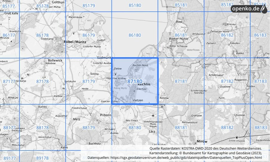 KOSTRA-DWD-2020 Rasterfeld Nr. 87180