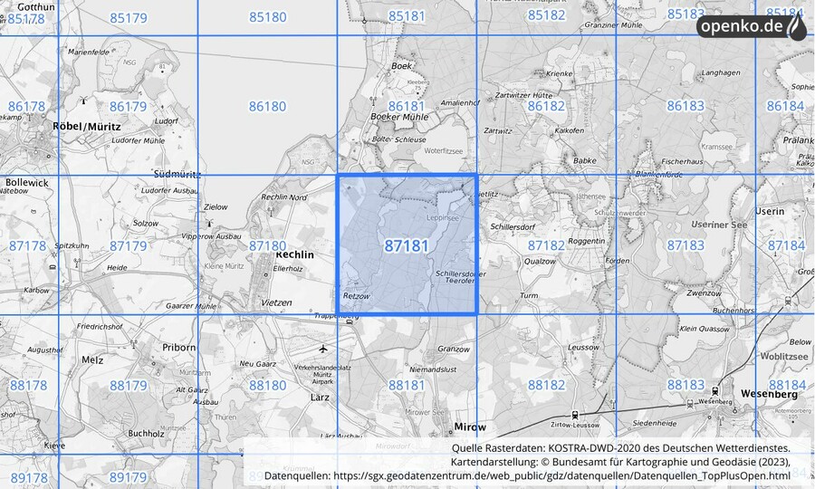 KOSTRA-DWD-2020 Rasterfeld Nr. 87181