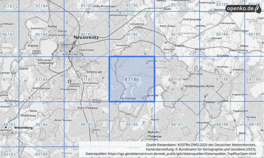 KOSTRA-DWD-2020 Rasterfeld Nr. 87186