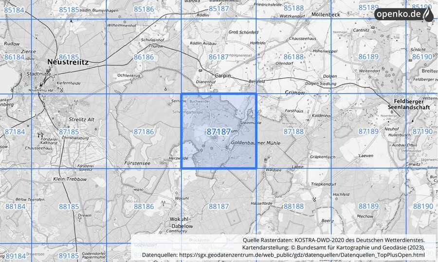 KOSTRA-DWD-2020 Rasterfeld Nr. 87187