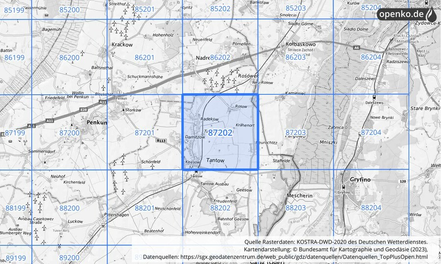 KOSTRA-DWD-2020 Rasterfeld Nr. 87202