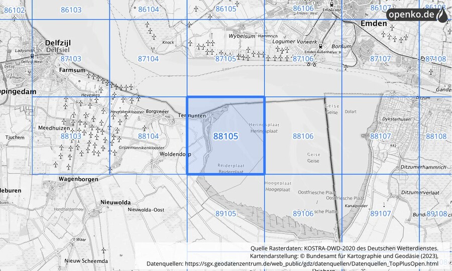 KOSTRA-DWD-2020 Rasterfeld Nr. 88105